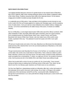 Text document about Mauritius tourism.