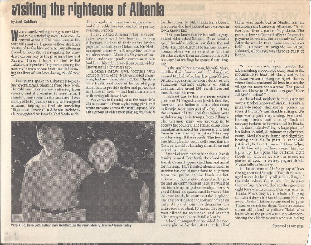 thumbnail of VISITING THE RIGHTEOUS OF ALBANIA. Metro West. April 24, 2003