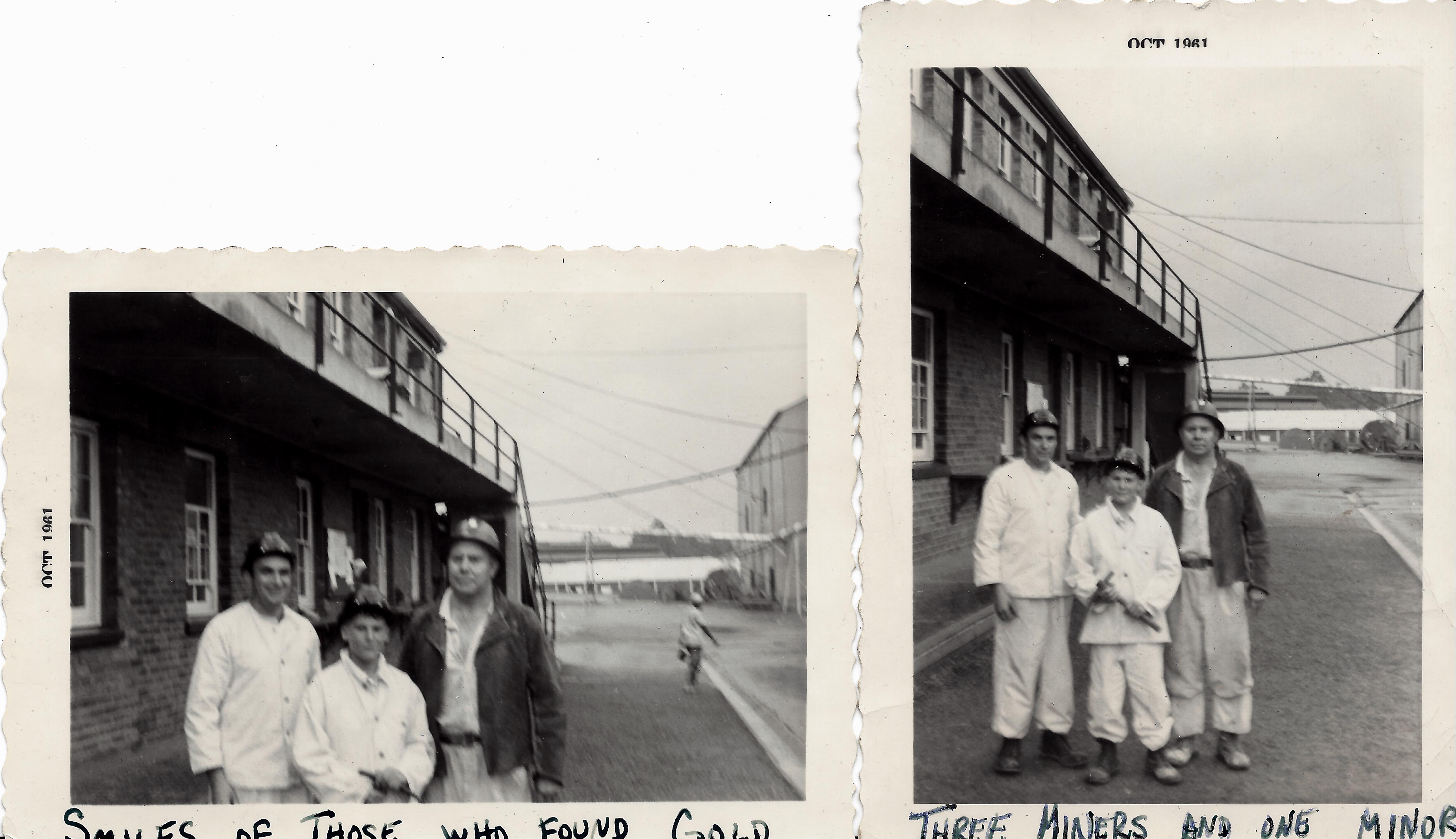 Two photos of people in front of a motel.
