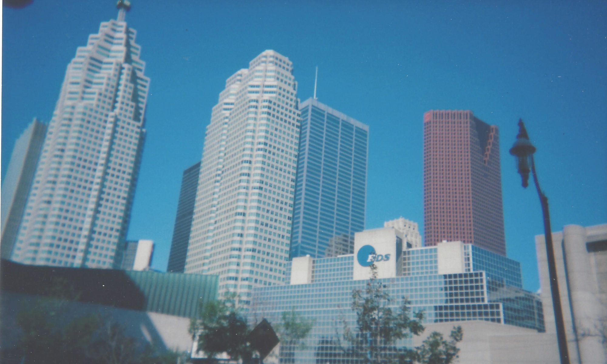 A view of some skyscrapers in the city.